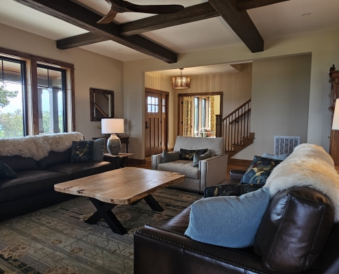 wood coffee table in living room