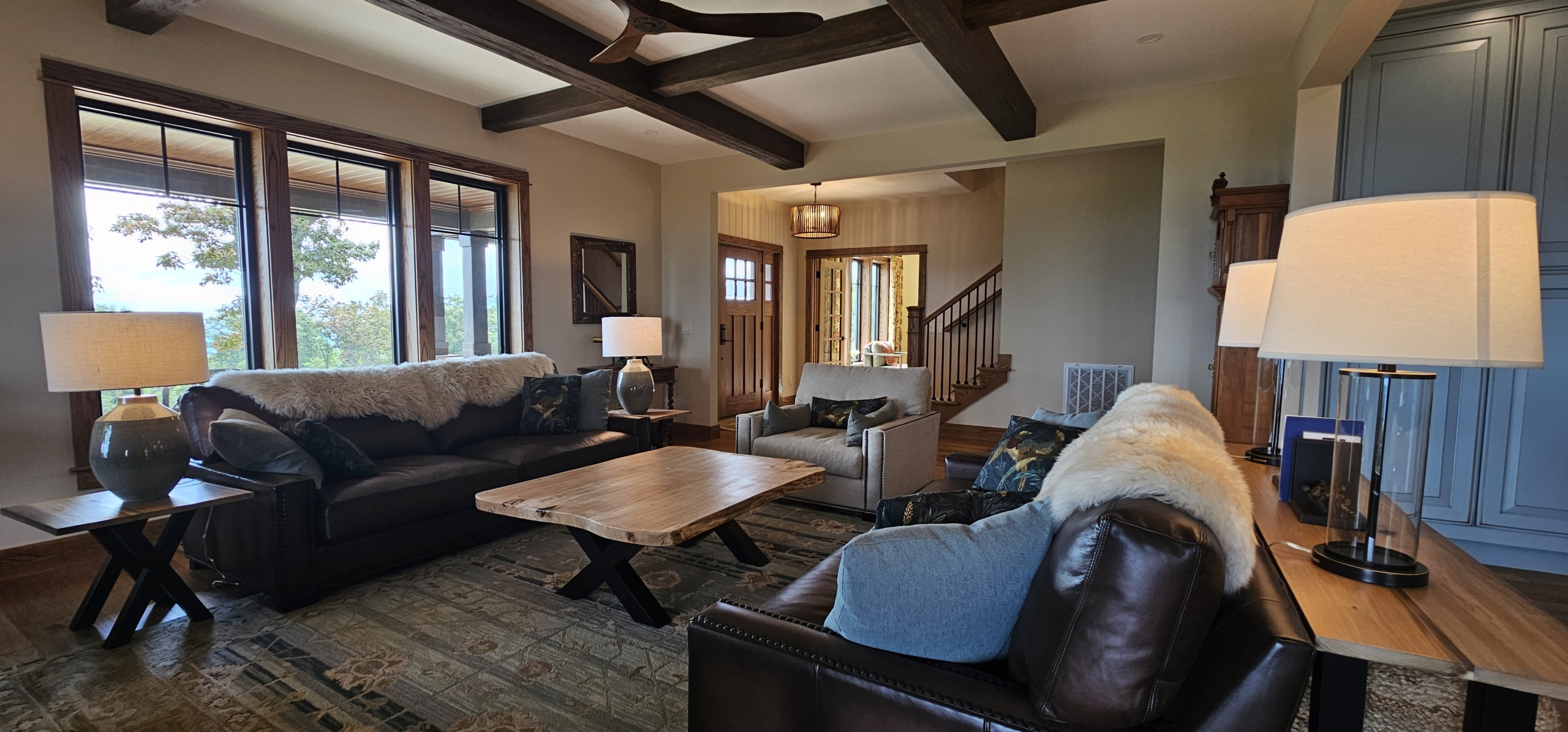 wood coffee table in living room