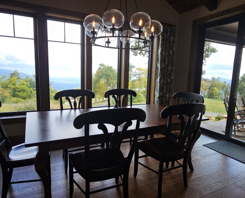 dining room table with view to the mountains