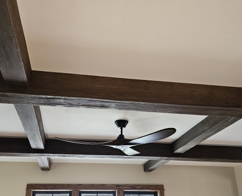 custom coffered ceiling with wood beams