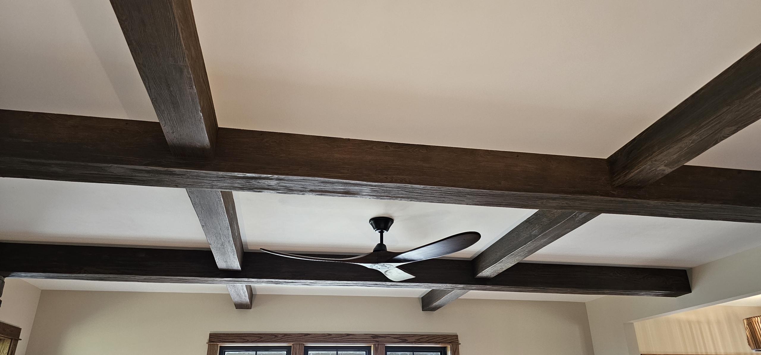 custom coffered ceiling with wood beams